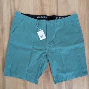 NWT Eubi Classic Chino Shorts Stretch 9" inseam Teal XXXL